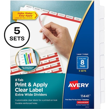 Avery Dividers, Index, Xtra-Wd, 8Tab AVE11441